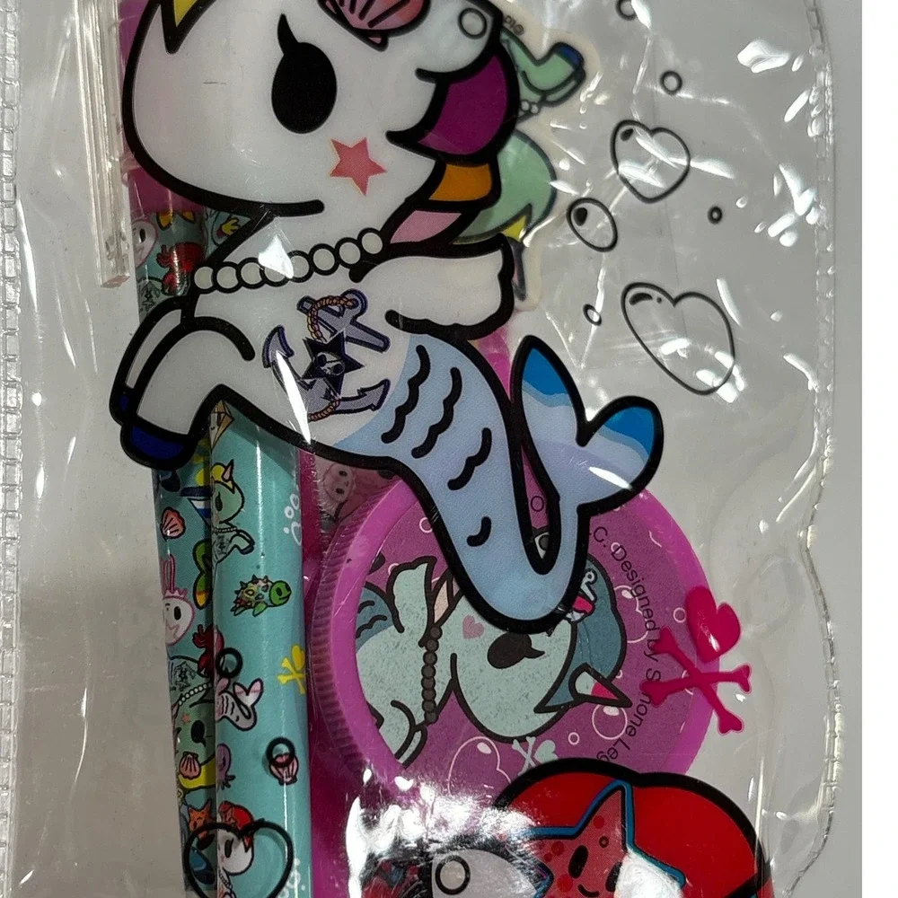 Tokidoki Stationery Set Pencil‎ Ruler Eraser Kids School Supplies New Mermaid